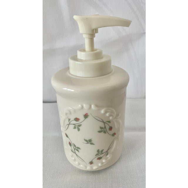 Lenox Late 20th Century Lenox Rose Manor Porcelain Soap/Lotion Dispenser Pump Bottle Excellent Condition. For Sale - Image 4 of 10