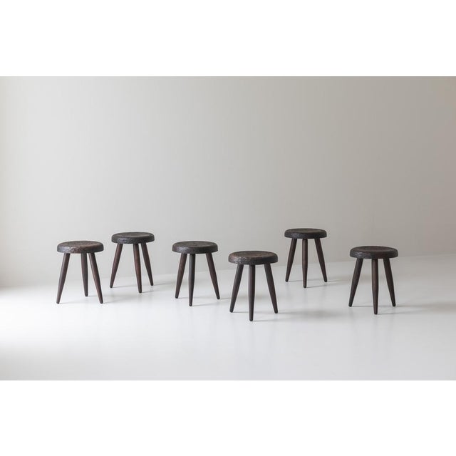 Stools in the style of Charlotte Perriand, France, 1960s, Set of 6 For Sale - Image 14 of 16