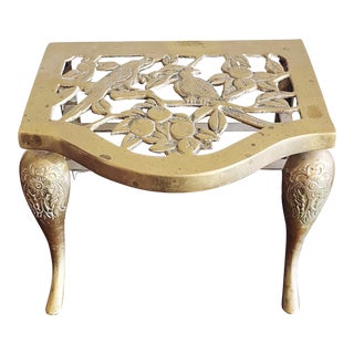 Antique Brass Fireplace Footman Stool For Sale
