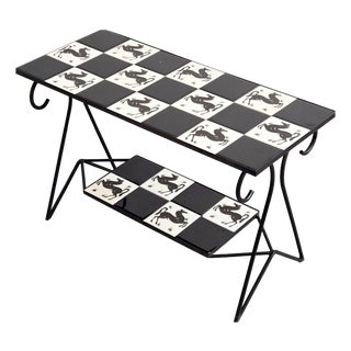 Vintage Ceramic Side Table with Horse Motif, 1950s For Sale