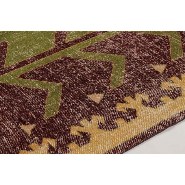 Textile Vintage Turkish Distressed Rug With Rhythmic Geometric Motifs - Rug & Kilim For Sale - Image 7 of 10