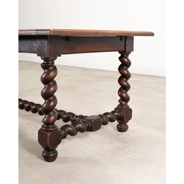 Brown 19th C. French Louis XVIII Style Oak Barley Twist Dining Table 7 Ft For Sale - Image 8 of 18