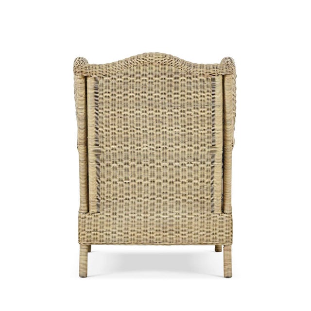 French Country Rattan Wingback Armchair For Sale - Image 4 of 12