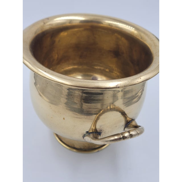 Vintage Carnat Hand-Polished Brass Footed Cachepot / Planter – Made in India For Sale - Image 12 of 12