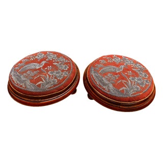 Pair of Mid 19th Century Victorian Beaded Footstools For Sale
