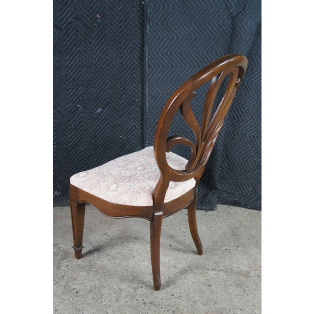 1970s 4 White Furniture Hepplewhite Style Walnut Balloon Back Plume Side Chairs For Sale - Image 6 of 11