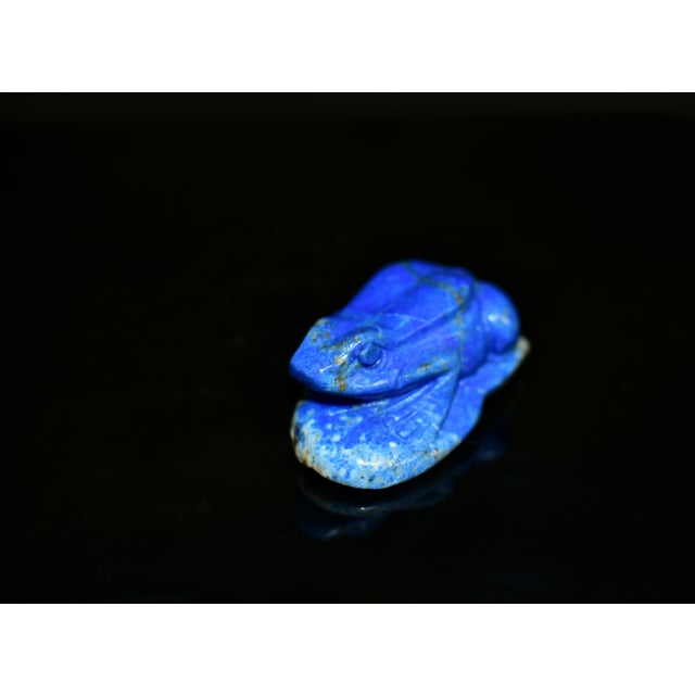 Lapis Lazuli Frog Japanese Antique Blue Gemstone For Sale - Image 9 of 11