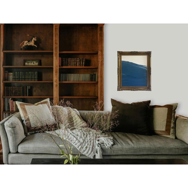 Paint "Waves" Abstract Painting in Antique Frame, Large Seascape Ocean Painting Transitional Wall Art by JTS For Sale - Image 7 of 12