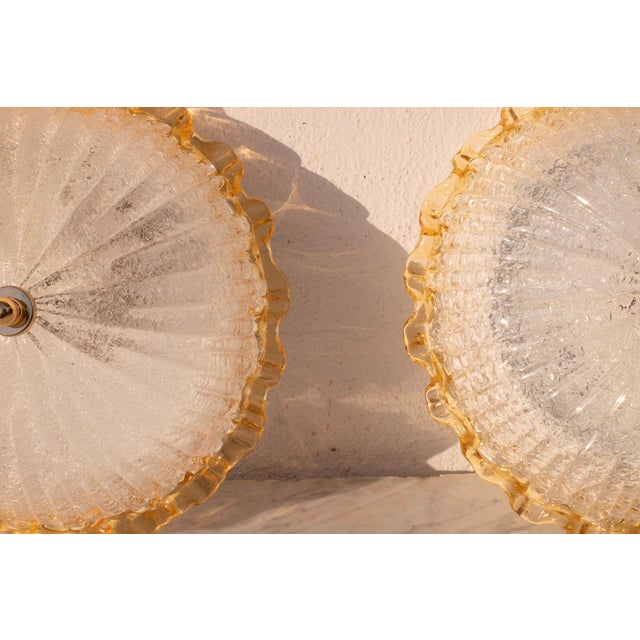 1970s Set of 2 Italian Yellow Murano Glass Ceiling Fixture, Murano, 1970 For Sale - Image 5 of 12