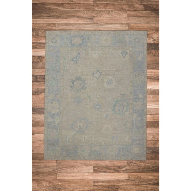 Textile Neutral Handwoven Turkish Oushak Rug 7'11" X 9'10" For Sale - Image 7 of 7