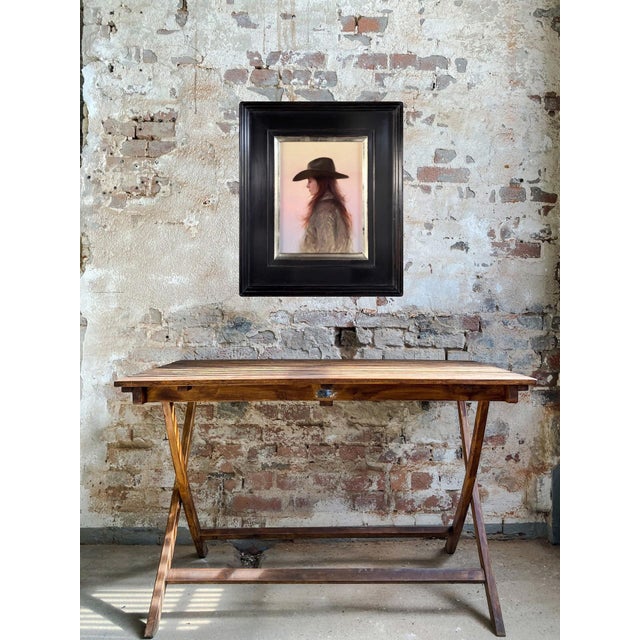 Evening Solitude by Derek Harrison | Oil on Linen Portrait of a woman in a hat. For Sale - Image 4 of 5