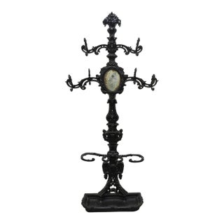 Antique English Cast Iron Hal Tree Umbrella Stand Coat Rack For Sale