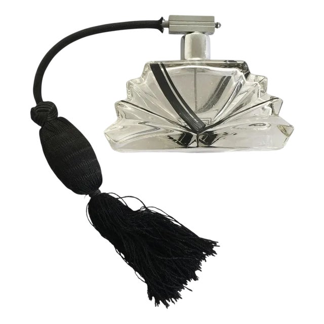 Glass Perfume Sprayer with Black Silk Air Pump, 1930 For Sale