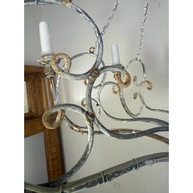 Iron Chandelier With Distressed Whitewash Finish by Miamar Home For Sale - Image 12 of 12