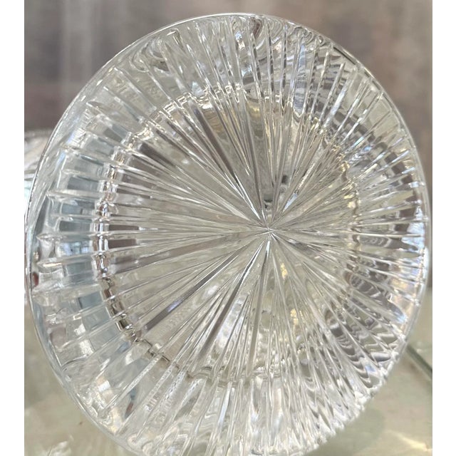 Vintage Brilliant Cut Glass Signed Yasemin Large Clear Cut Water Pitcher For Sale - Image 4 of 9