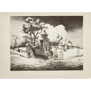 1939 After Thomas Benton "Sunday Morning", First Edition Period Offset Lithograph