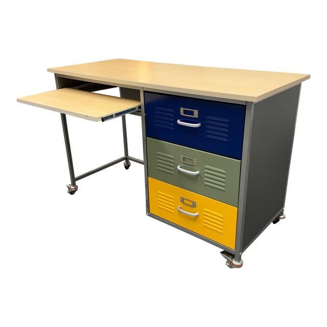 Pottery Barn Industrial Locker Room Collection Desk For Sale