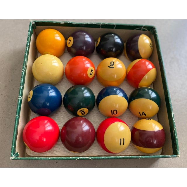 Mid 20th Century Aramith Belgium Set of 16 Striped Billiard Balls