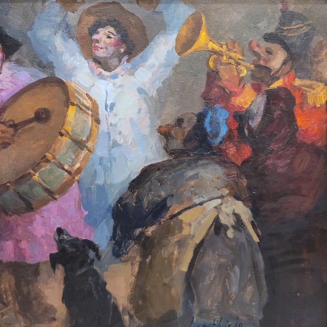 Black José María García Fernández, Carnavales, Castilviejo, 1960s, Oil on Canvas, Framed For Sale - Image 8 of 18