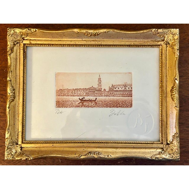 Grand Tour Vintage Fabio Baldan Venetian Aquatint Engravings in Gilt Frames - Pair For Sale - Image 3 of 11