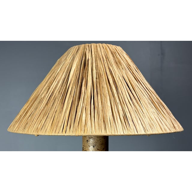 Mid-Century Boho Cork Table Lamp with Raffia Shade in the style of Ingo Maurer, 1970s For Sale - Image 12 of 18