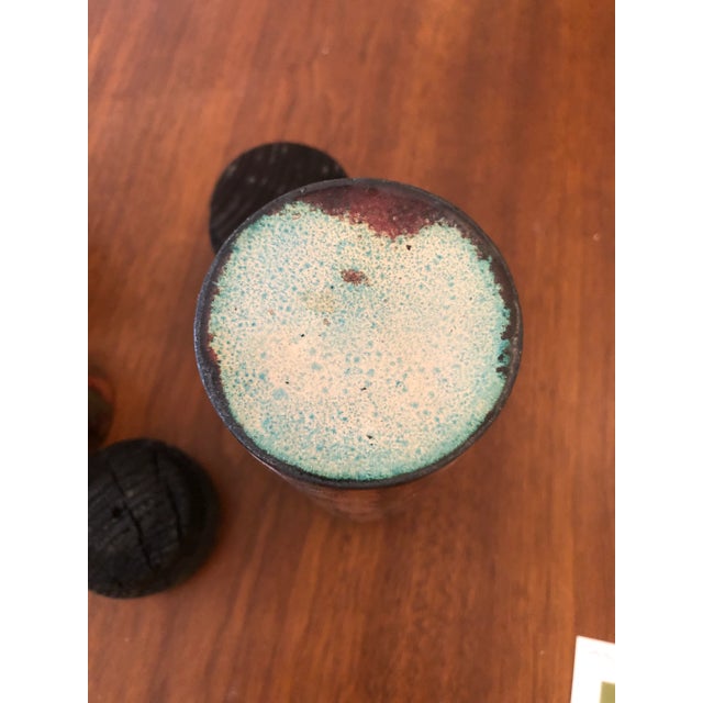 Artisan Hand Made Copper Glazed Cannisters Vessels -Set of 3 For Sale - Image 12 of 12