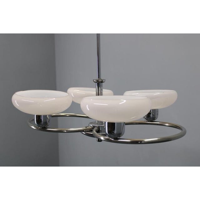 Chrome and Glass Chandelier attributed to Drukov, Former Czechoslovakia, 1950s For Sale - Image 6 of 18