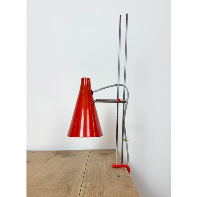 Vintage Red Table Lamp by Josef Hůrka for Lidokov, 1960s For Sale - Image 4 of 18