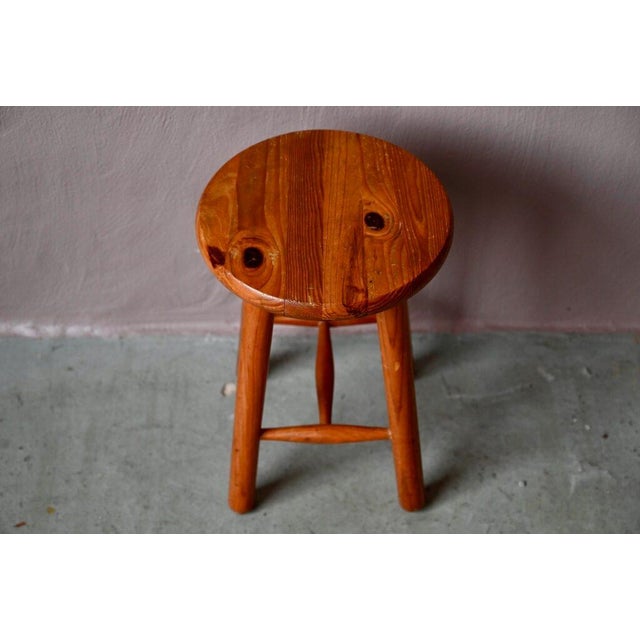 Wood Rustic Farmhouse Stool in Wood For Sale - Image 7 of 10