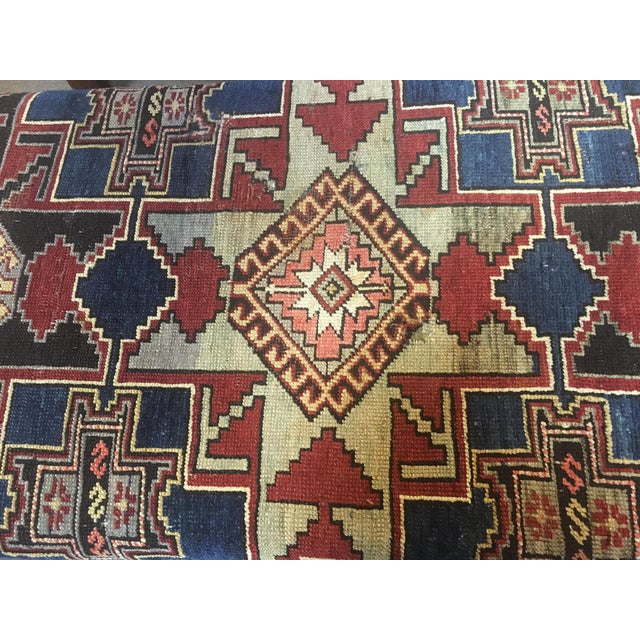 Wood Storage Box Bench Upholstered With an Antique Hand Knotted Woolen Shirvan Carpet For Sale - Image 7 of 12