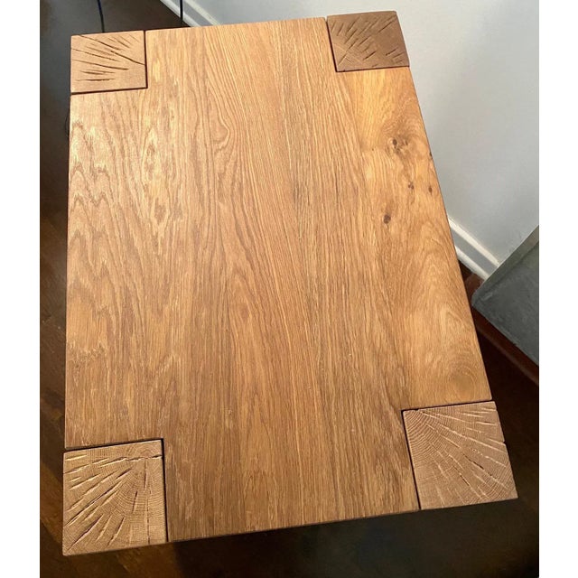 Organic Artisan-Crafted Solid European White Oak Side Table For Sale - Image 4 of 12