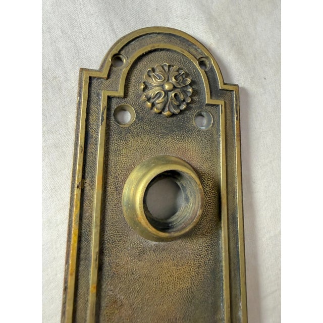 Up for sale is an antique ornate Russwin, Rolan 903 thick bronze front door handle plate hardware from the 1890s. Made by...