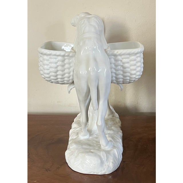 Ceramic Antique 19th Century Continental Blanc De Chine Porcelain Camel Table Centerpiece Vase With Two Baskets for Flowers For Sale - Image 7 of 18