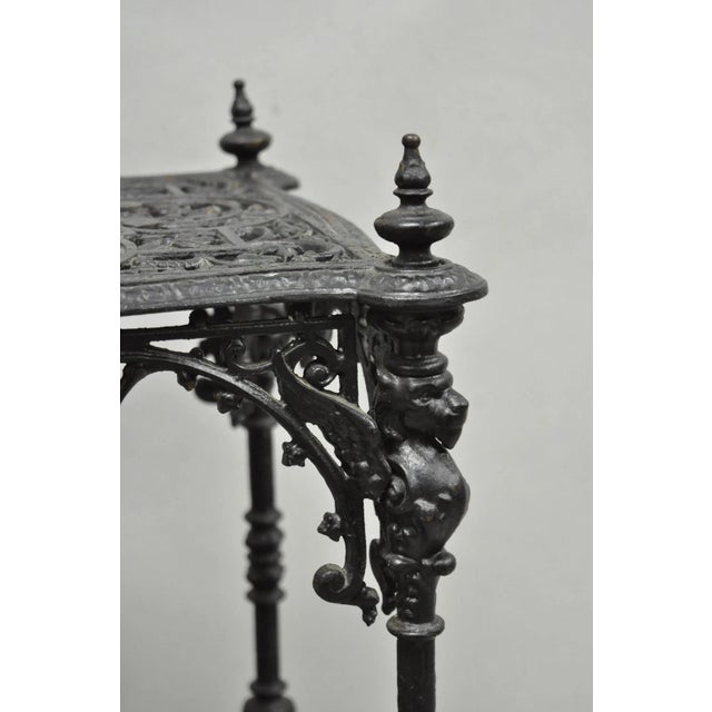 Late 19th Century Antique French Renaissance Victorian Cast Iron Figural 3 Tier Plant Stand Table For Sale - Image 5 of 18