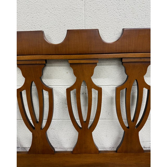 Brown Vintage Full Size Chippendale Style Headboard For Sale - Image 8 of 9