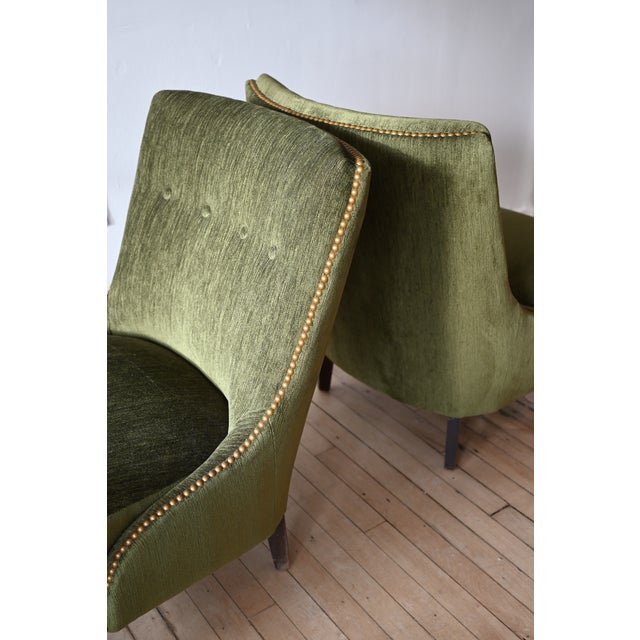 Green Emerald Green Slipper Chairs, a Pair For Sale - Image 8 of 12