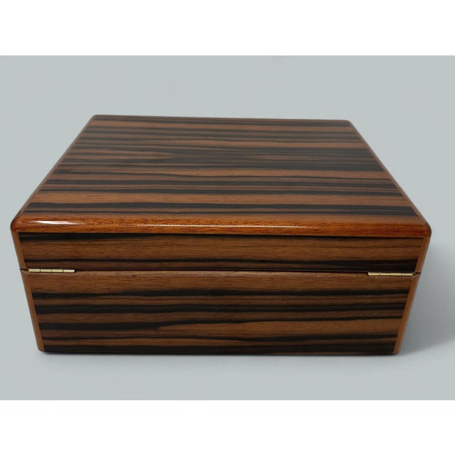 Wood Mahogany Wood Vintage Handmade Jewelry Casket Box Manning of Ireland Irish New For Sale - Image 7 of 10