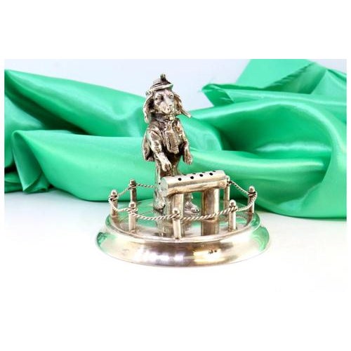 Silver Silver Toothpick Holder with Standing Dog For Sale - Image 8 of 8