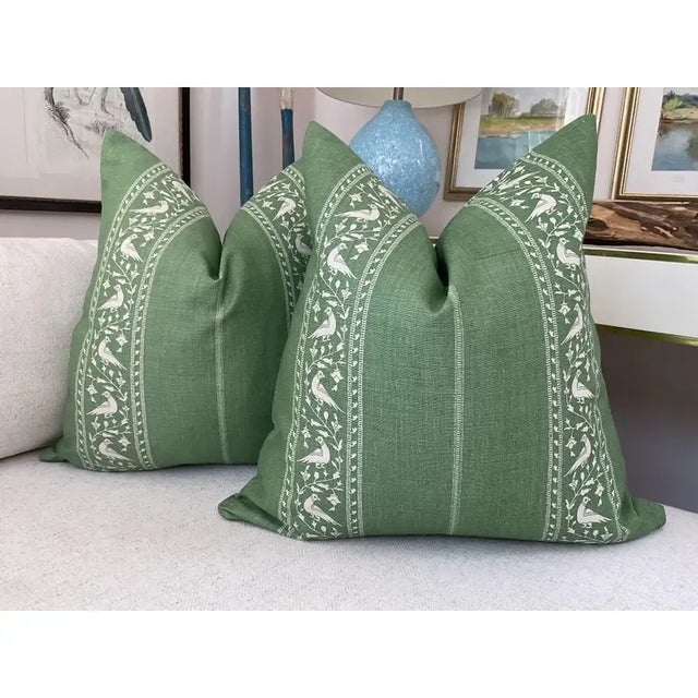 English Designer Pillow Bundle in GP & Baker "Birds & Cherries" and Lisa Fine "Baroda" - Set of 4 For Sale - Image 3 of 4