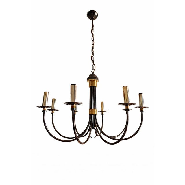 Vintage Eight-Arm Silver and Gold Metal Chandelier, 1980s For Sale - Image 13 of 13