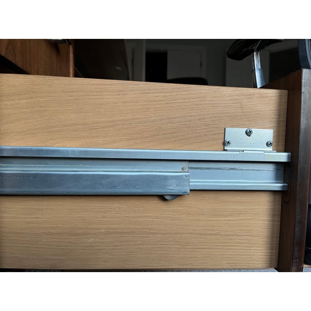 Vintage Solid Wood Desk – Mid-Century Modern Executive Style For Sale - Image 6 of 9