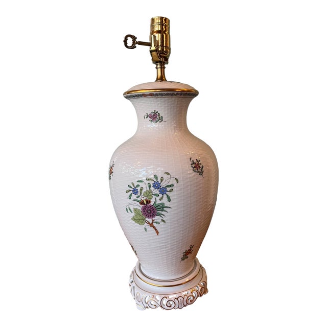 1990s Large Herend Windsor Garden Porcelain Lamp For Sale