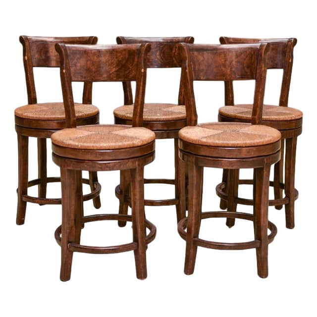 Vintage Hartford Rust Seat Counter Stools Attributed to Guy Chaddock —Set of Five For Sale