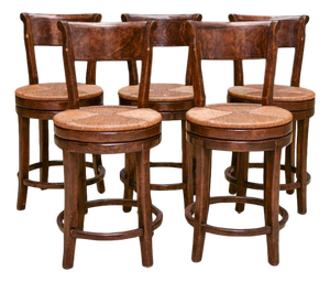 Vintage Hartford Rust Seat Counter Stools Attributed to Guy Chaddock —Set of Five