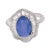 Contemporary Vintage 5.00 Carat Star Sapphire Diamond Ballerina Cluster 18k White Gold Ring, Size 6.5 For Sale - Image 3 of 7
