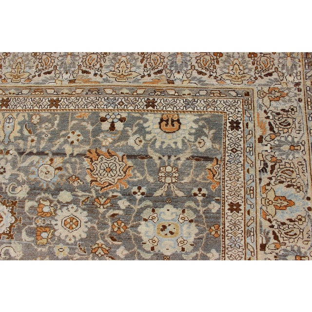 Tribal Large All-Over Gray and Orange Persian Malayer Rug With All-Over Floral Design 10'2 X 13'6 For Sale - Image 3 of 13