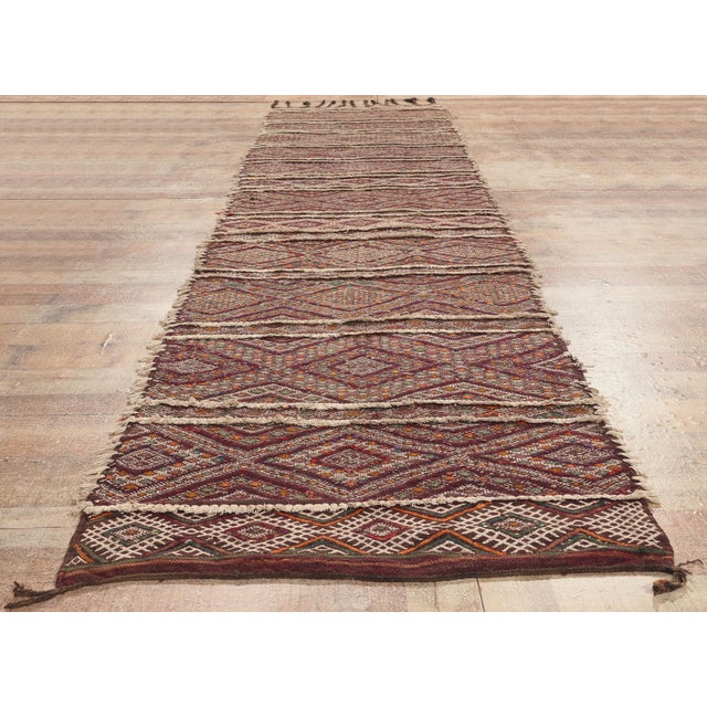 Vintage Zemmour Moroccan Kilim Rug, 03'02 X 14'07 For Sale - Image 9 of 11