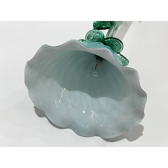 Mid-Century Modern Italian Design Modern Aquamarine Green Art Glass Lit Flower Vase/Table Lamp For Sale - Image 3 of 9