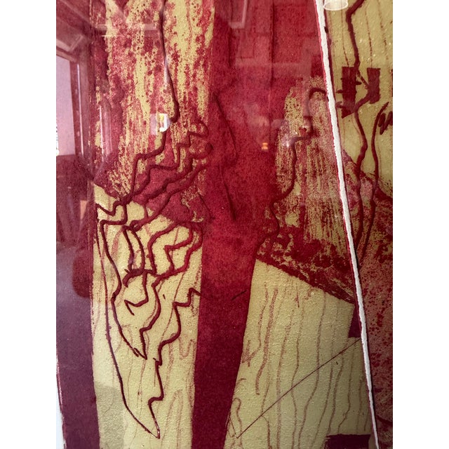 1970's Carol Dueno Mixed Media Modernist Abstract Painting, Framed For Sale - Image 11 of 13