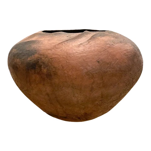 Large Mid-Century Modern Mexican Terracotta Sculpted Vessel For Sale